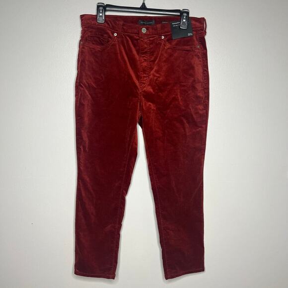 NWT Banana Republic Women's High Rise Slim Velvet Pant Ankle Red Size 31 Short - Picture 1 of 8